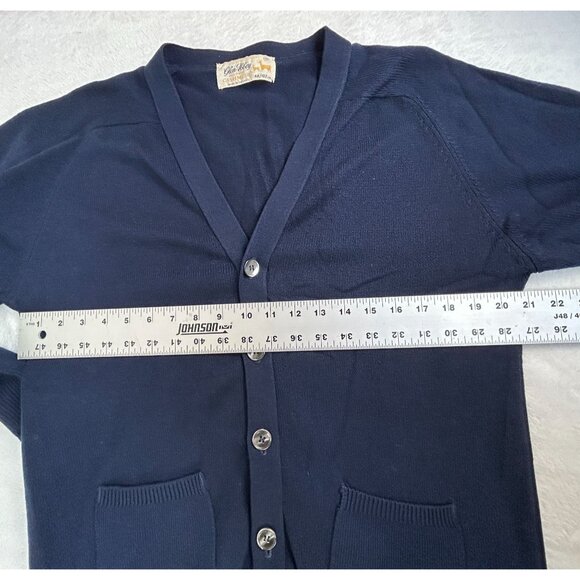 Vintage Glen Abbey Mens Pure Cashmere Cardigan Sweater Navy Button Front 40/102 - Picture 5 of 6